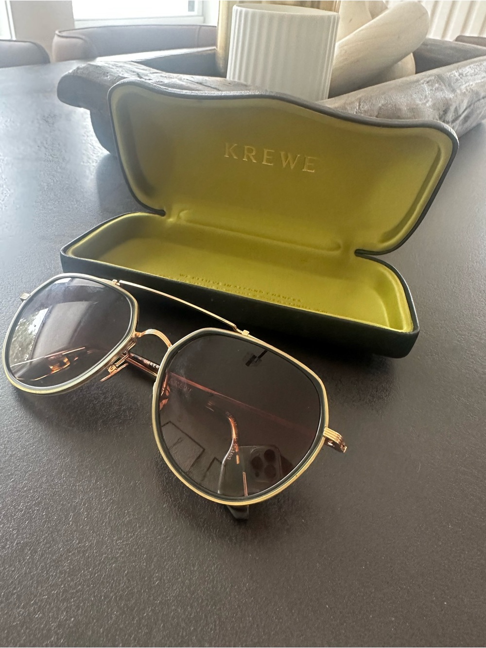 KREWE Gold Frame Sunglasses with Brown Lenses